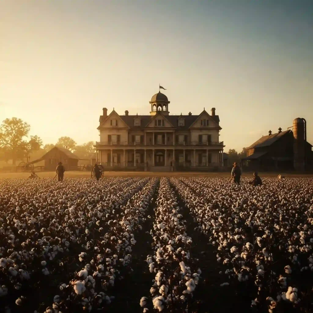 Lüks bir malikâne ve pamuk tarlasıyla Django Unchained filmindeki mesajlar iletiliyor.
