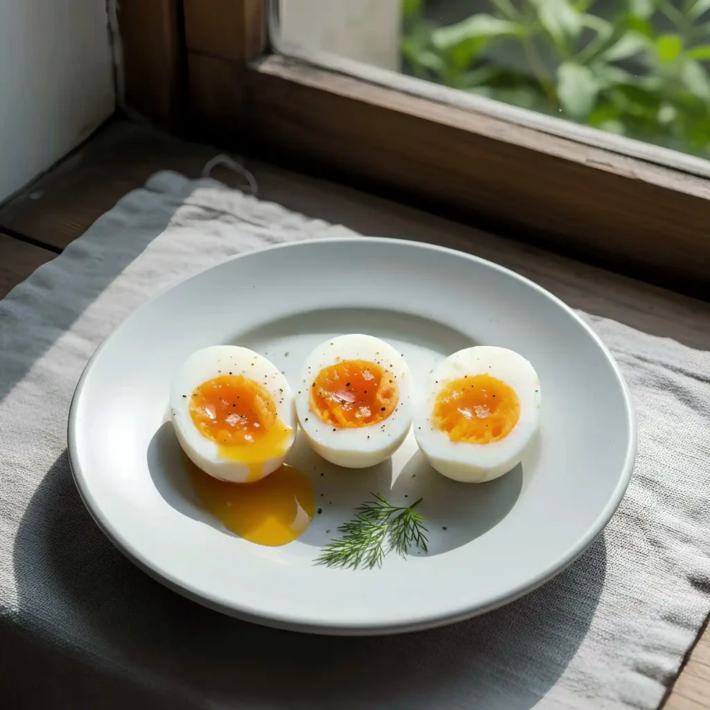 Haşlanmış yumurtalarla hazırlanmış bir kahvaltı tabağı