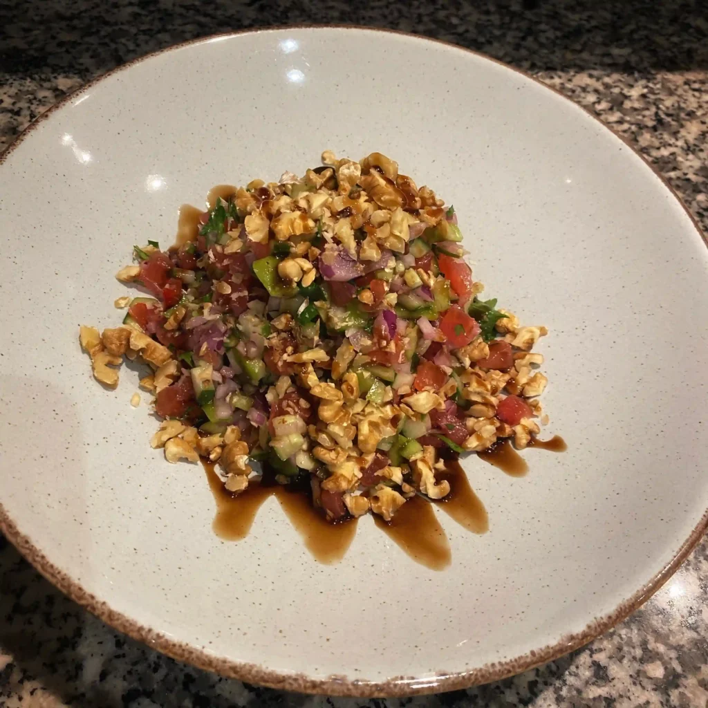 Otel mutfağında yapılan bir gavurdağı salatası