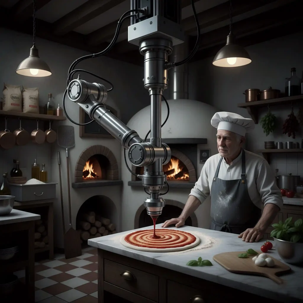 Gastronomide otomasyon yardımıyla pizza yapan bir şef