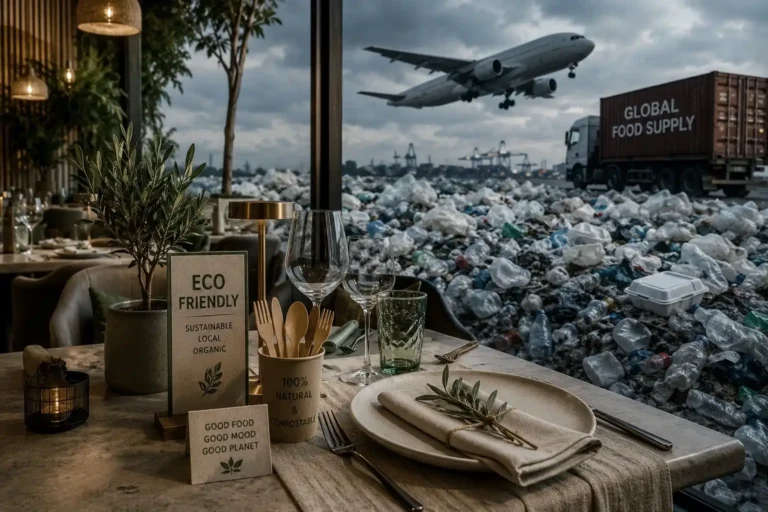 Greenwashing örneği gösteren sürdürülebilir restoran konsepti