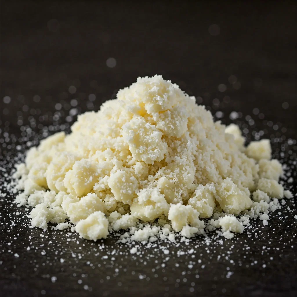 White, crumbly Mexican Cotija cheese.