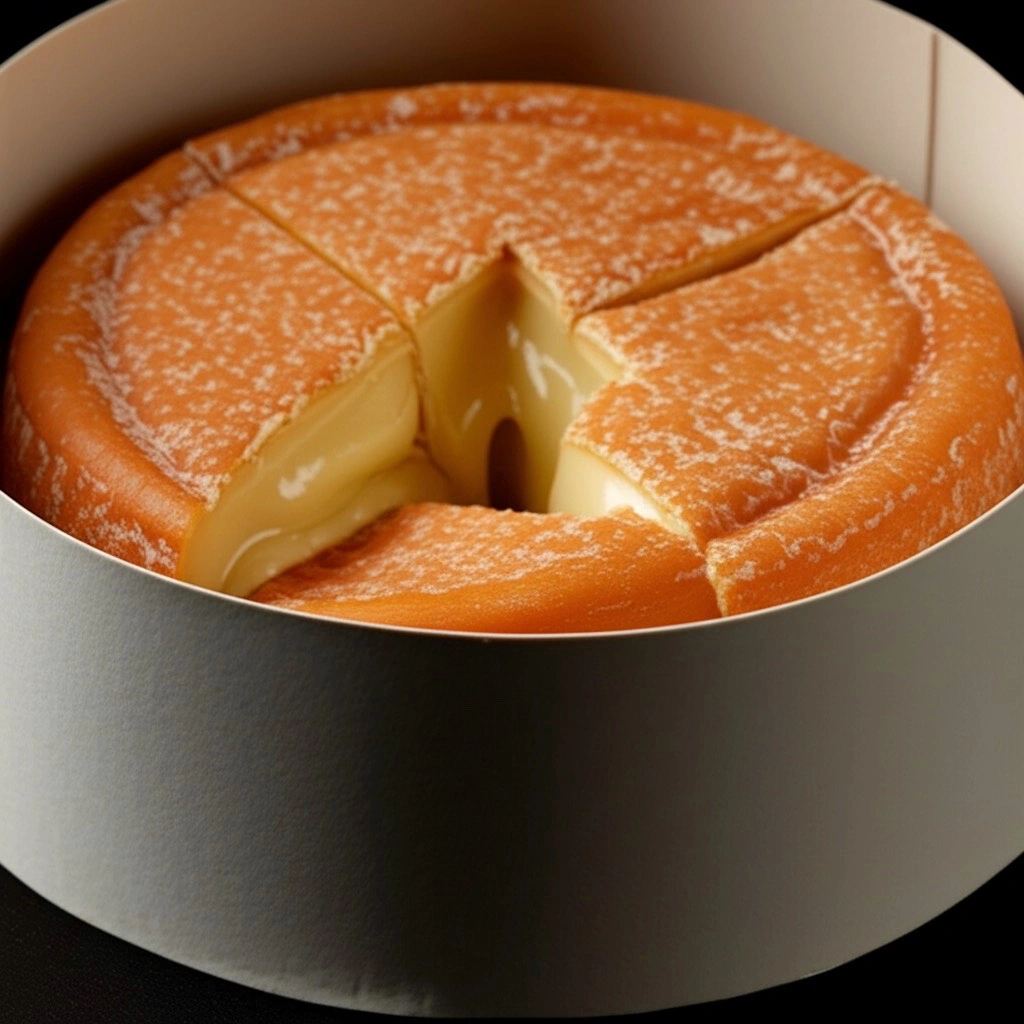 Moist-rinded Époisses cheese with a luscious, gooey interior texture.