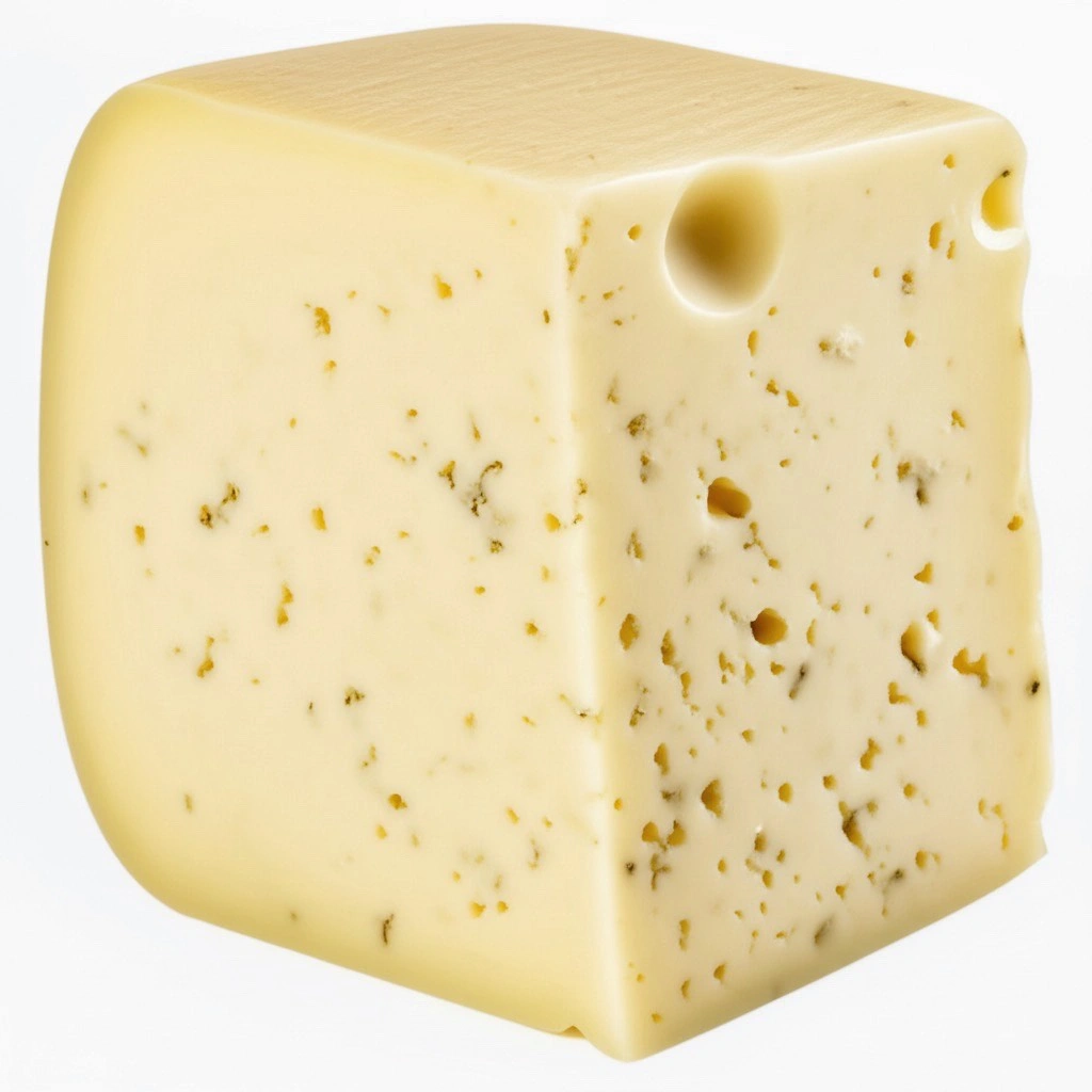 Slices of semi-soft, porous Danish Havarti cheese.