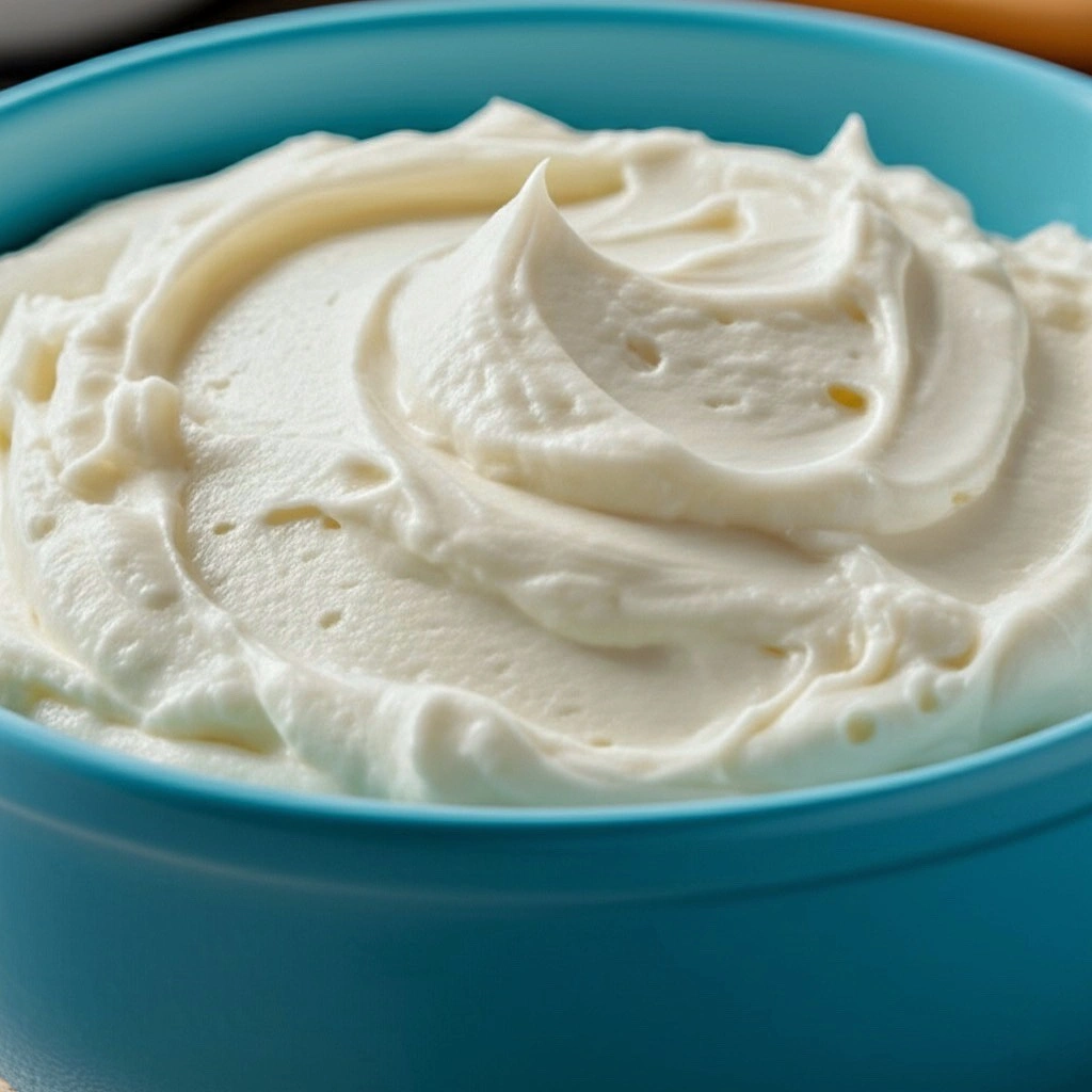 Creamy Mascarpone cheese served in a bowl.